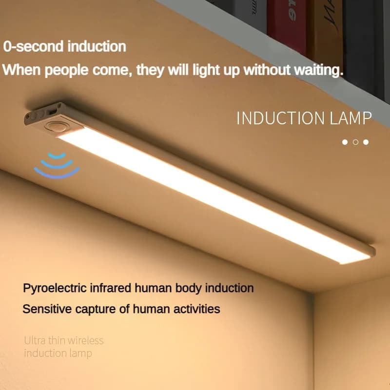 Lampada da armadio a LED con sensore di movimento ricaricabile USB multifunzionale per armadio da cucina - Illuminazione da bar da 20 cm/40 cm/60 cm
