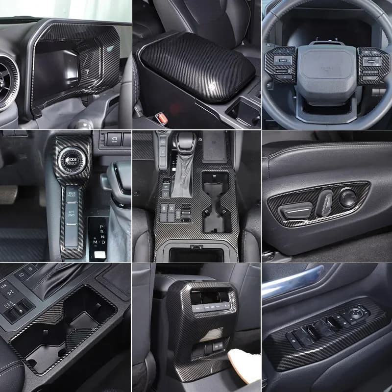 For Toyota Land Cruiser Prado 250 LC250 2024+ ABS carbon fibre Car Door handle steering wheel Air Outlet Cover Trim Accessories