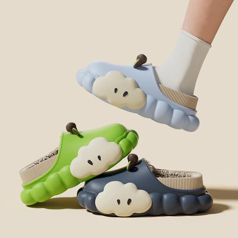 Calde scarpe da donna in cotone in inverno con borsa da casa in velluto spesso e paio di pantofole in cotone, tutte avvolte in un abbigliamento esterno in peluche