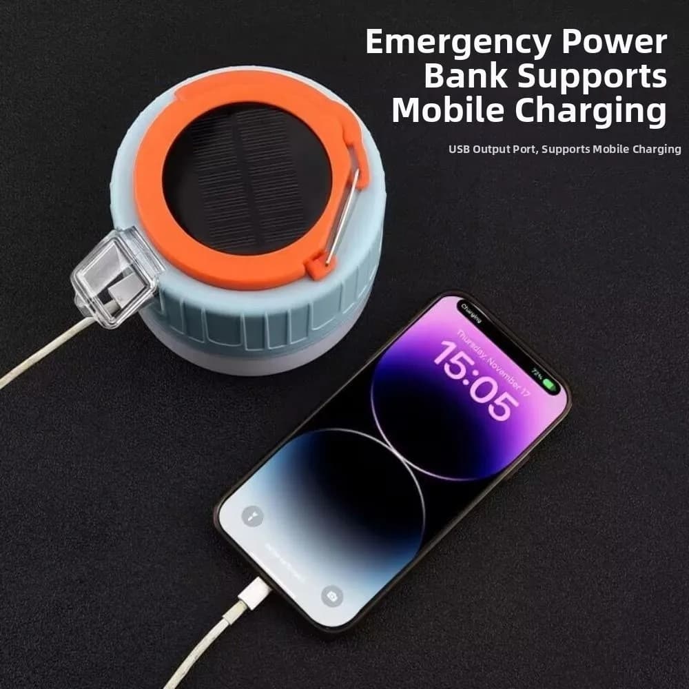 Lampada da Campeggio LED a Energia Solare con Telecomando, Impermeabile IPX6, Luce per Tenda, Costruzione Resistente, Funzione Power Bank