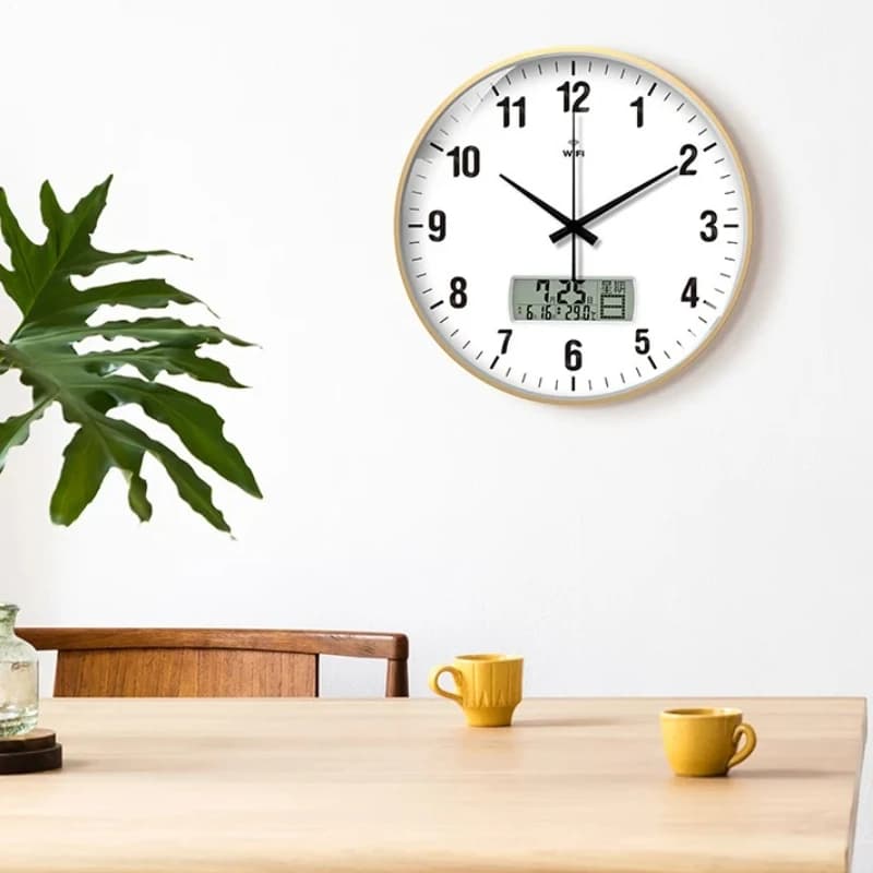 ‌ Orologio da Parete WiFi con Sincronizzazione Automatica dell'Ora - Orologio al Quarzo Silenzioso con Calendario, Decorazione Moderna per Soggiorno con Sincronizzazione Atomica e Display LED