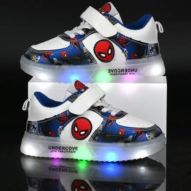 Disney led shoes for kids Fashion Cartoon Spiderman Boys Sneakers Casual Shoes for Girls Breathable Kids Sport Shoes