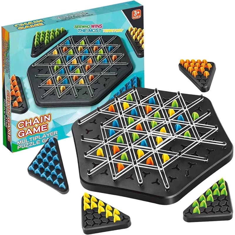 Gioco di Scacchi a Catena Triangolare, Gioco con Elastici, Gioco Educativo Interattivo, Set da Battaglia per Feste in Famiglia, Regalo