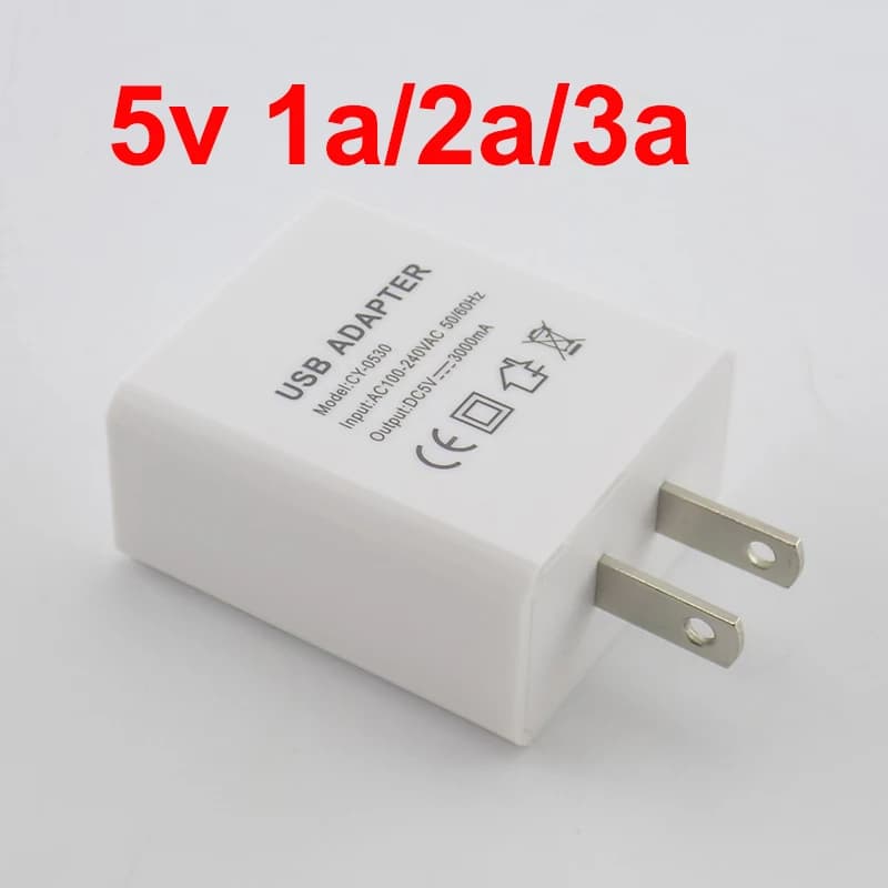 Caricatore da muro USB spina usa 5V 1A/2a/A/3A adattatore di alimentazione per caricabatterie con spina USB singola ricarica da viaggio universale per telefono H2