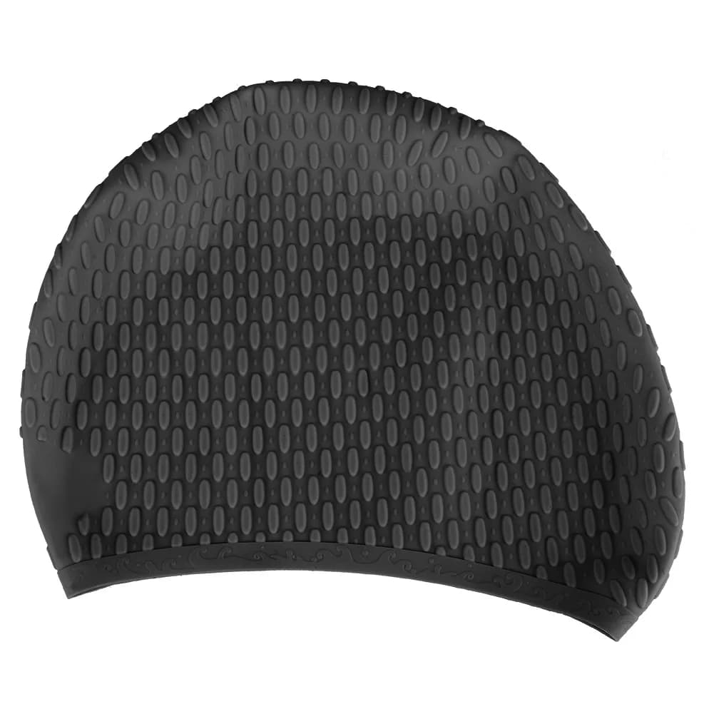 Silicone swim cap Unisex flexible waterproof swim cap for black adults
