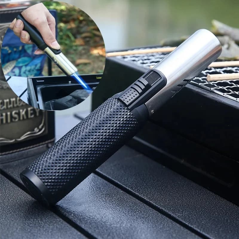 Onesto nuovo accendino a Gas a fiamma diretta antivento in metallo portatile Turbo torcia accenditore cucina campeggio all'aperto accendino per barbecue