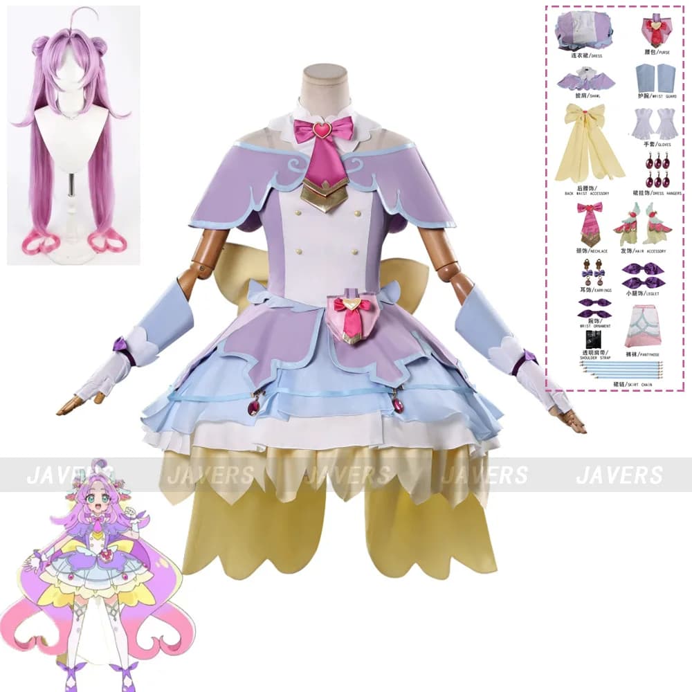 Anime Star Detective Precure! Costume Cosplay Akechi Anna, Abito da Principessa Viola, Gonna Lolita, Vestito da Donna per Carnevale e Mascherata