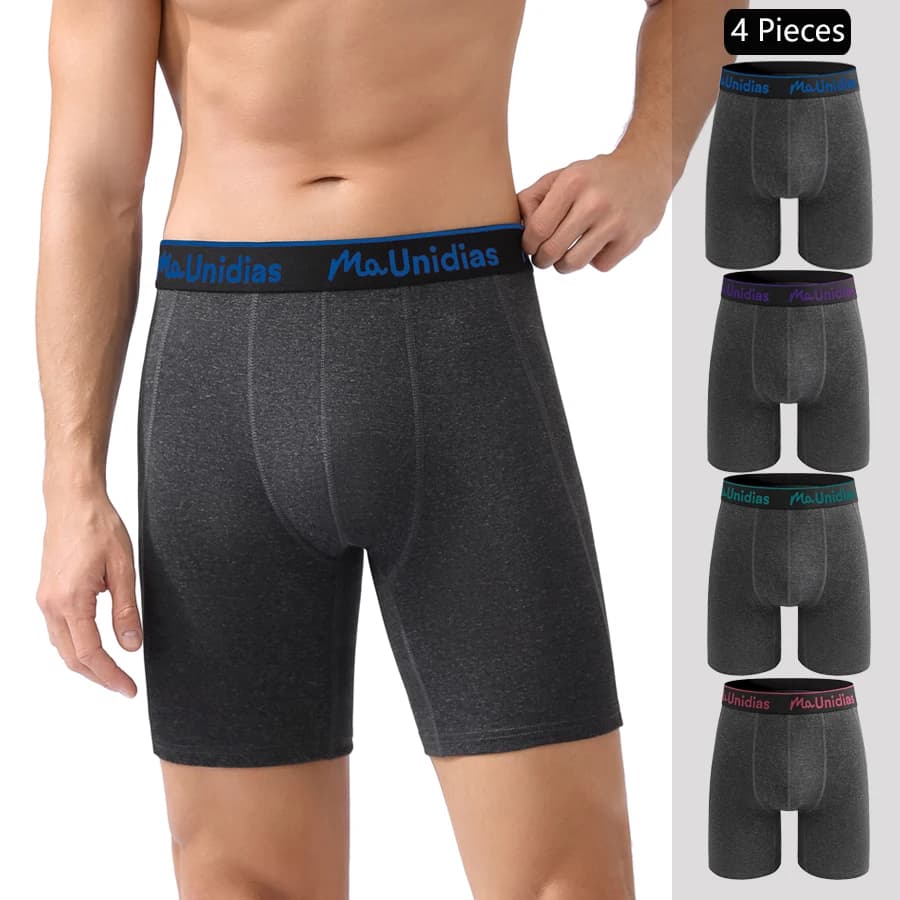 4 pezzi mutande lunghe da uomo lettera fascia elastica intimo per uomo boxer gamba lunga mutandine da uomo sport e boxer da indossare ogni giorno