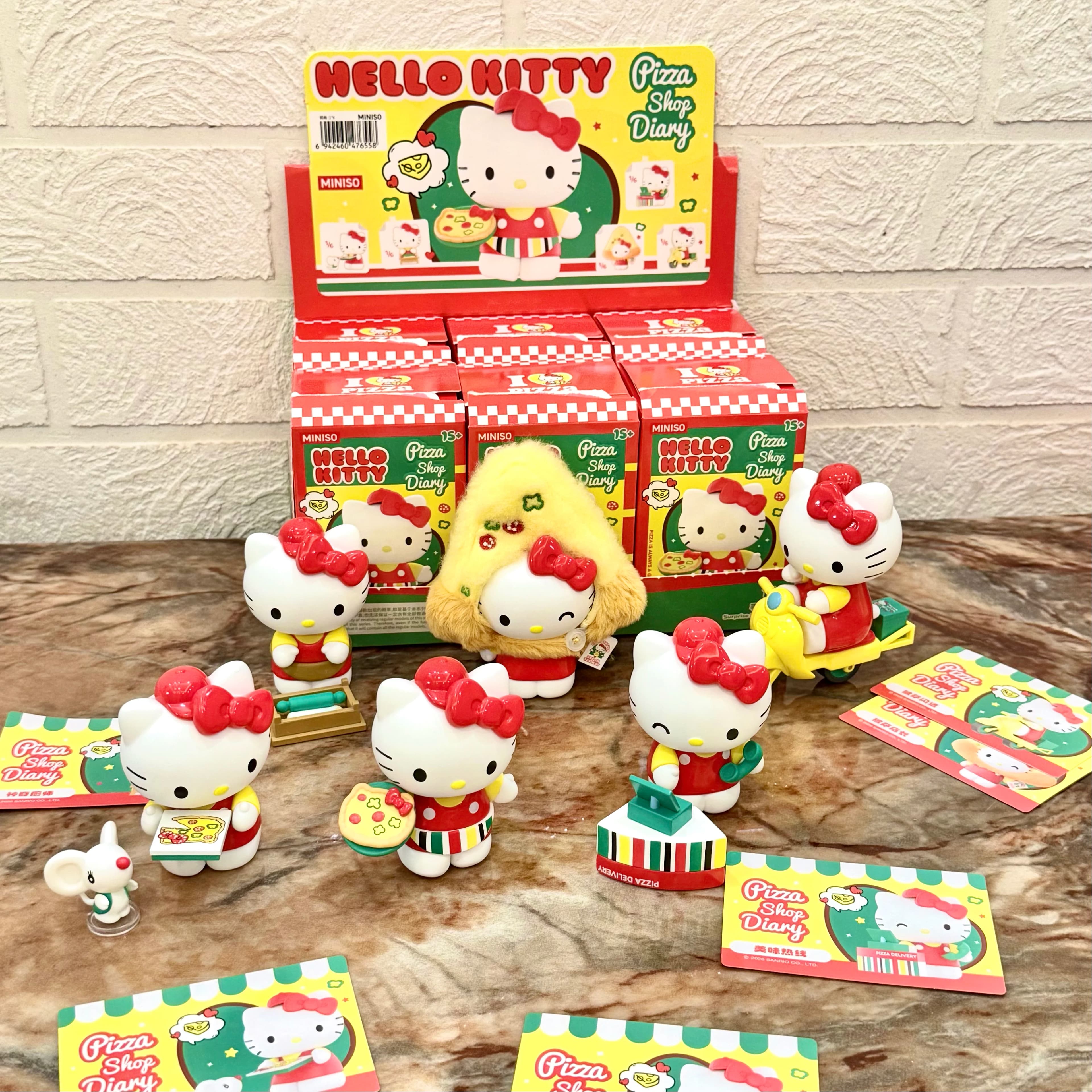 Personaggi Sanrio Serie Hello Kitty Pizza Diary, Blind Box da Collezione, Mini Bambola Carina, Regalo di Compleanno, Decorazione da Scrivania, Giocattolo