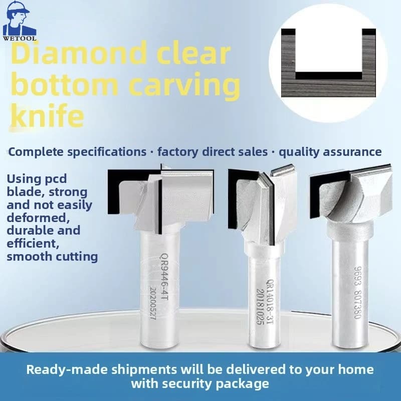 Livter PCD Bottom Cleaning Wood Straight router tip 3 and 4 flutes CNC flat milling machine