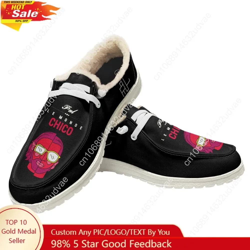 Le Monde Chico Plush Loafers PNL Album Rapper Francese Uomo Donna Scarpe Casual Basse Calde Leggere Personalizzate Bianche
