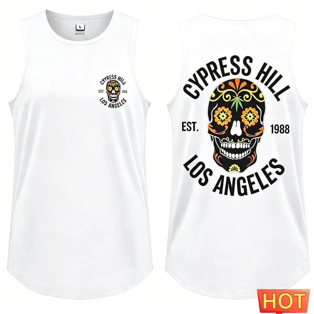 Skull Pattern Men's Sleeveless T-shirt Polyester sports vest Hip Hop Street Top men's t-shirts and tank tops summer fitness vest