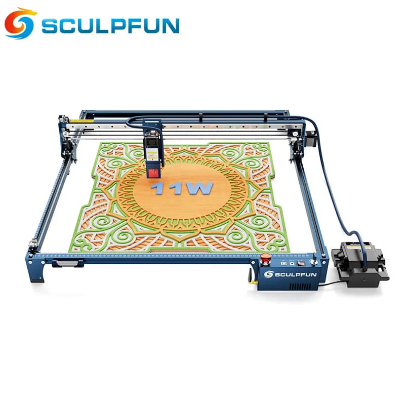 SCULPFUN S30 Ultra Macchina per Incisione Laser 11W, Area di Lavoro 600×600mm con Assistenza ad Aria per Incisione su Metallo, Legno e Plastica
