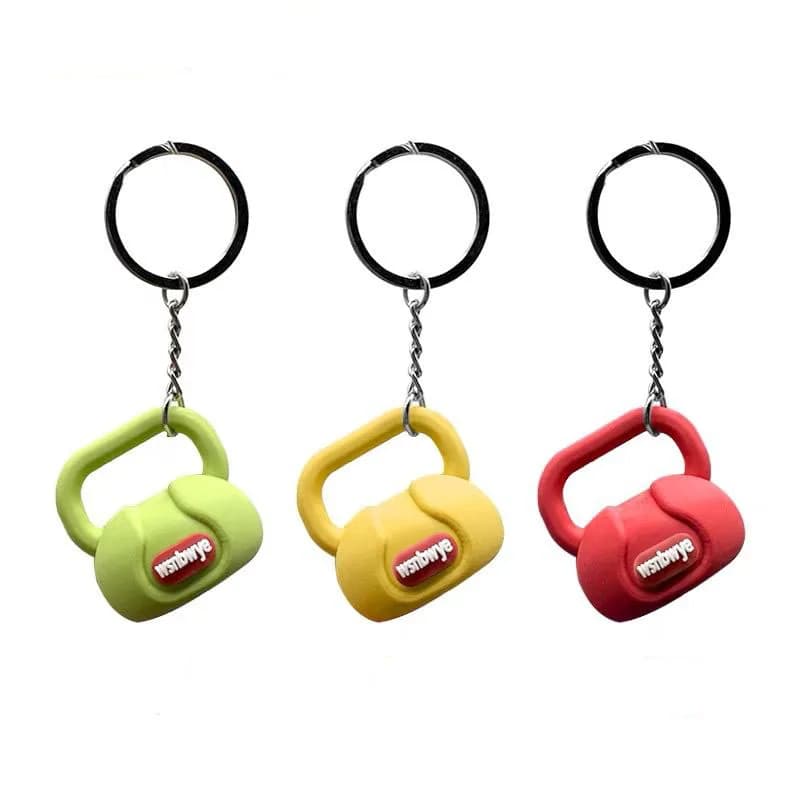 3D Kettlebell keychain for men PVC car key chain sports keychain key holder creative portachiavi chaveiro llaveros bag charm