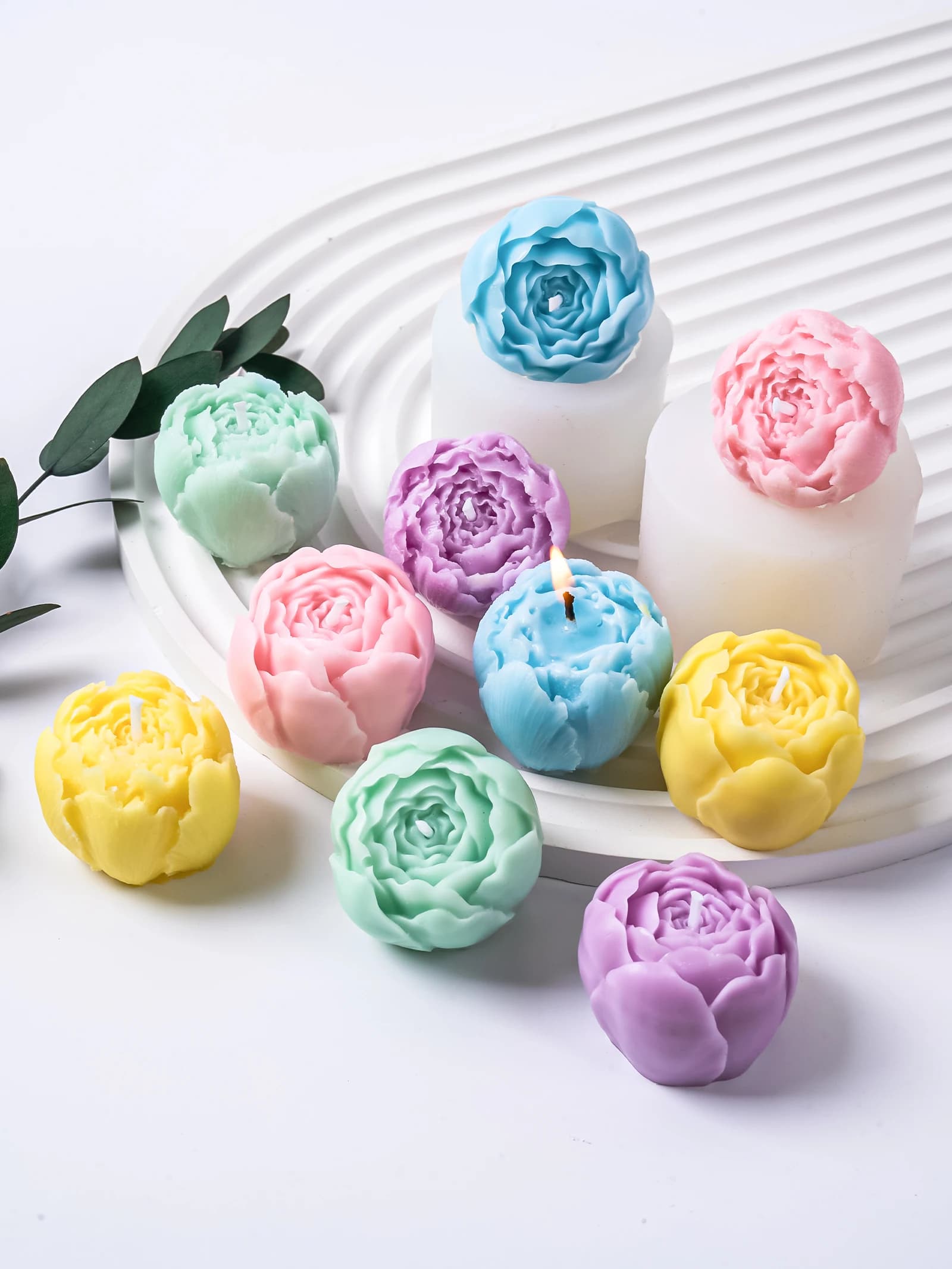 Stampi in silicone per candele profumate con fiori Austin fai-da-te 3D Mini fiore di rosa Sapone fatto a mano in resina di gesso Creazione di stampi per torte di ghiaccio Decorazioni per la casa