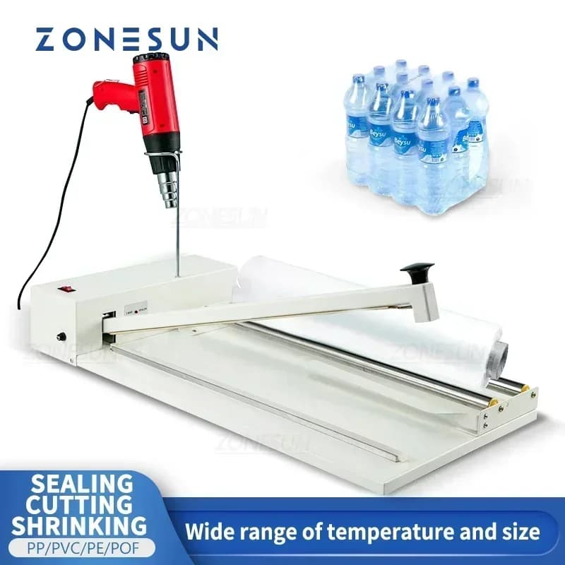 ZONESUN ZS-MSCS1 Macchina Manuale per Taglio, Sigillatura e Imballaggio Termoretraibile, Pistola Termica Portatile per Confezionamento di Scarpe, Libri e Scatole