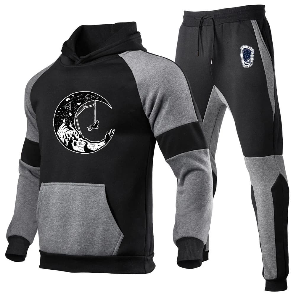 Mountain Printing Y2k Rock Climbing Men's Hot Sale Fashion Hoodie+Sweatpants Comfortable Casual Jogging hoodies