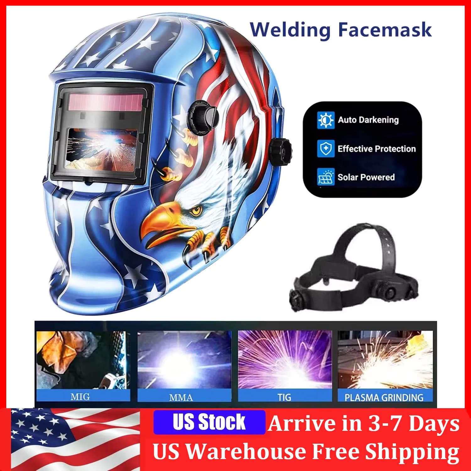 Casco da Saldatura con Oscuramento Automatico Solare, Maschera Professionale per Saldatura ad Arco, TIG, MIG e Levigatura, Attrezzatura Professionale per Saldatori