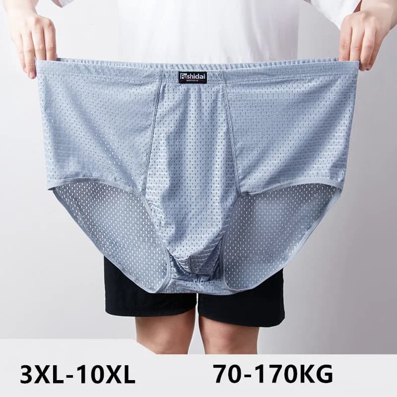 Slip estivi traspiranti in seta di ghiaccio da uomo 170KG Plus Size 10XL 8XL pantaloni a triangolo maglia elastica maschile 7XL intimo Oversize Underpant