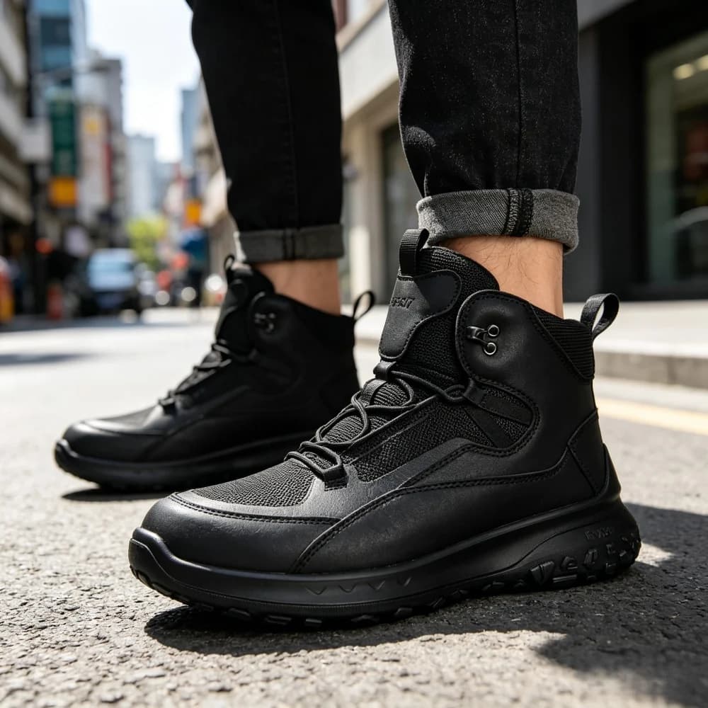 High Top Hiking Shoes Men Luxury Stitching Sneaker Stylish Streetwear Loafers Sports Students Outdoor Walking Mountain Boots