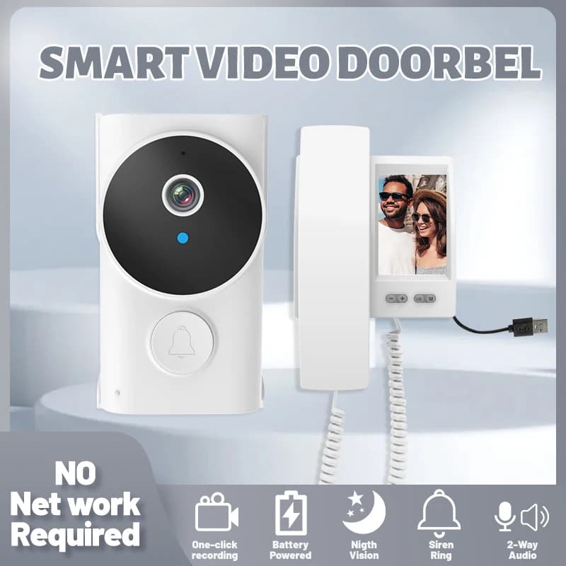 Videocitofono senza fili da 2,4 Ghz Videocitofono Campanello con schermo IPS da 3,5 pollici Registrazione audio video bidirezionale Campanello per porta di casa