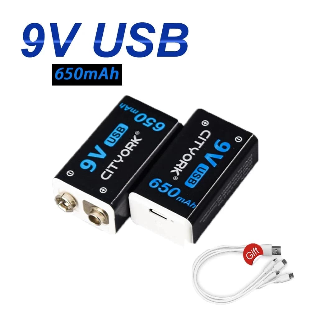 Batteria ricaricabile agli ioni di litio 9V Micro USB 6 f22 9V batterie al litio per multimetro Metal Detector microfono Wireless per chitarra