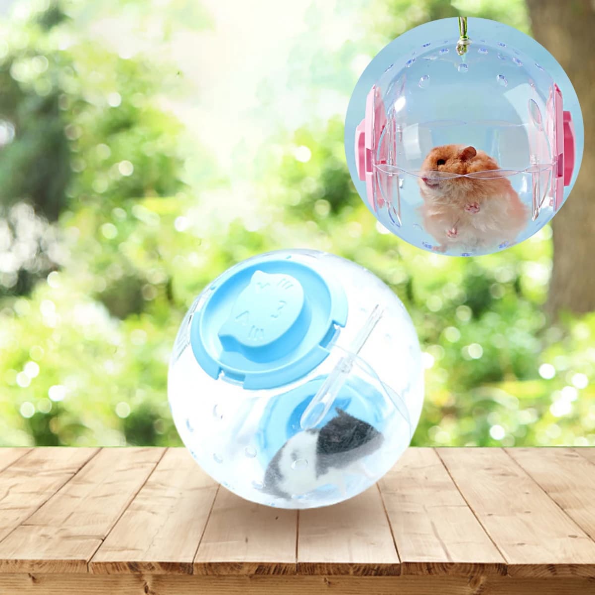 14 cm/18 cm Criceto Esercizio Palla da corsa Giocattolo Orso dorato Sfera di cristallo con 1 m Corda di trazione bianca Criceto Palla da esterno