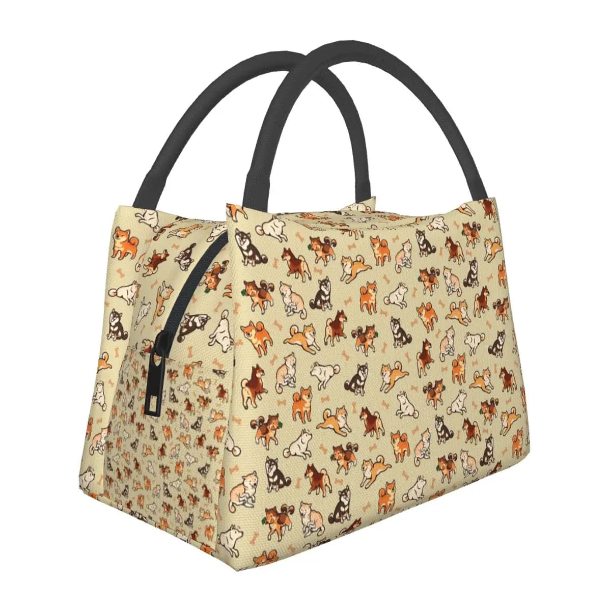 Borsa termica per il pranzo con simpatici cani Shiba Inu in crema, per donne, contenitore per alimenti, borsa termica per il pranzo