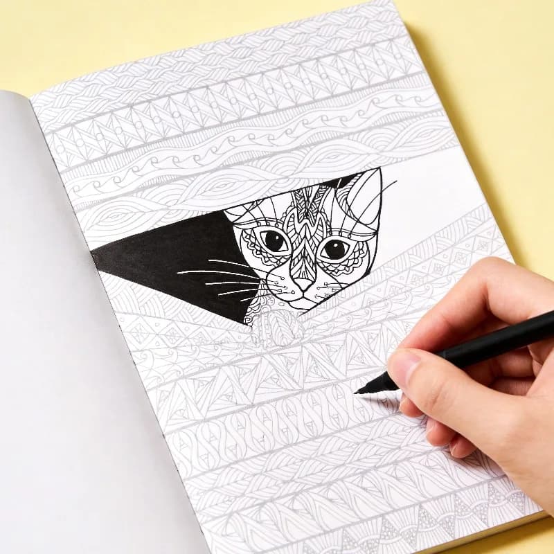 An Adult Meditation Healing Decompression Line Drawing Graffiti Book, Zen Mandala Coloring, Fine Line Drawing Coloring Book