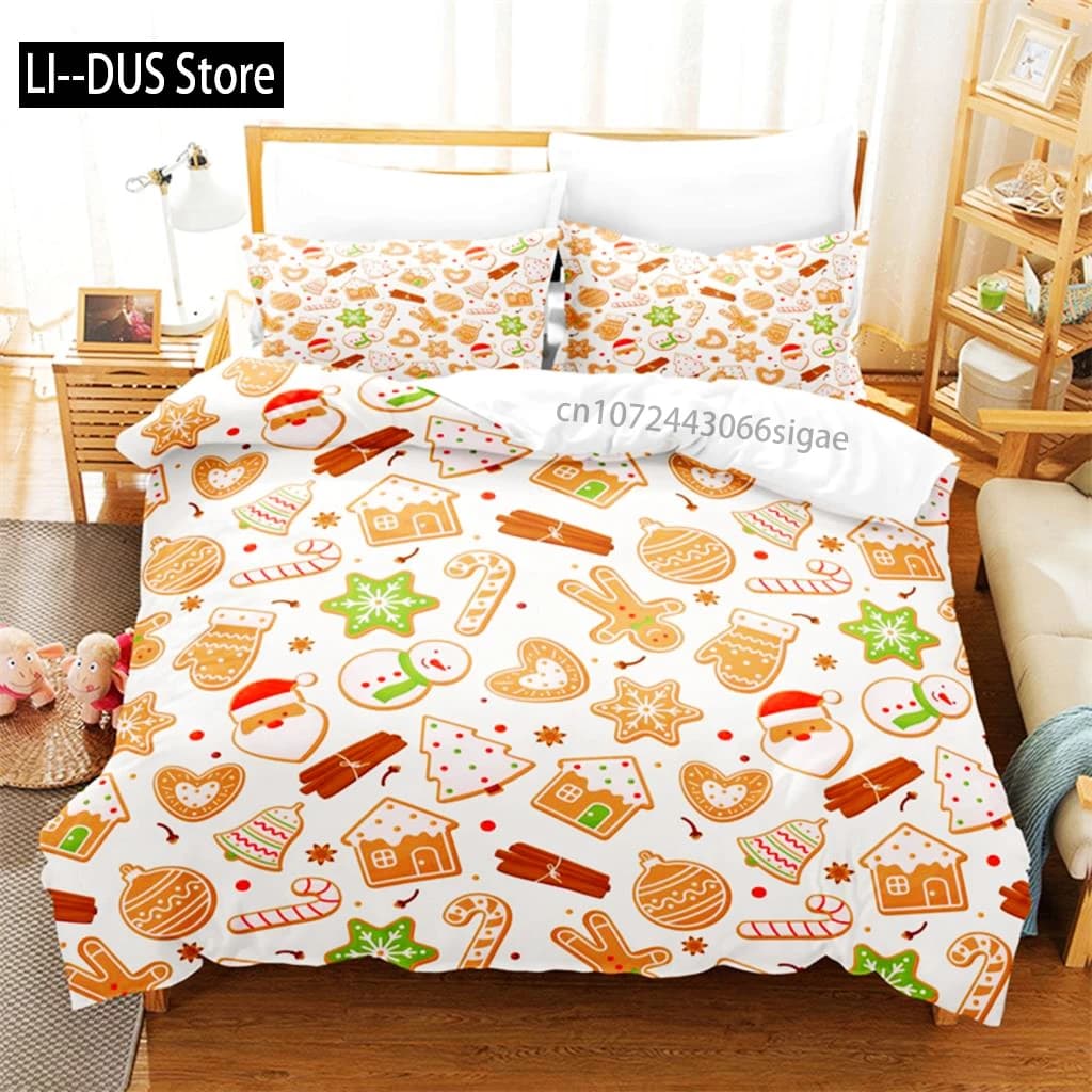 Pupazzo di neve di Natale, set di biancheria da letto per albero Set copripiumino Biancheria da letto 3D Stampa digitale Set di biancheria da letto queen size Design alla moda