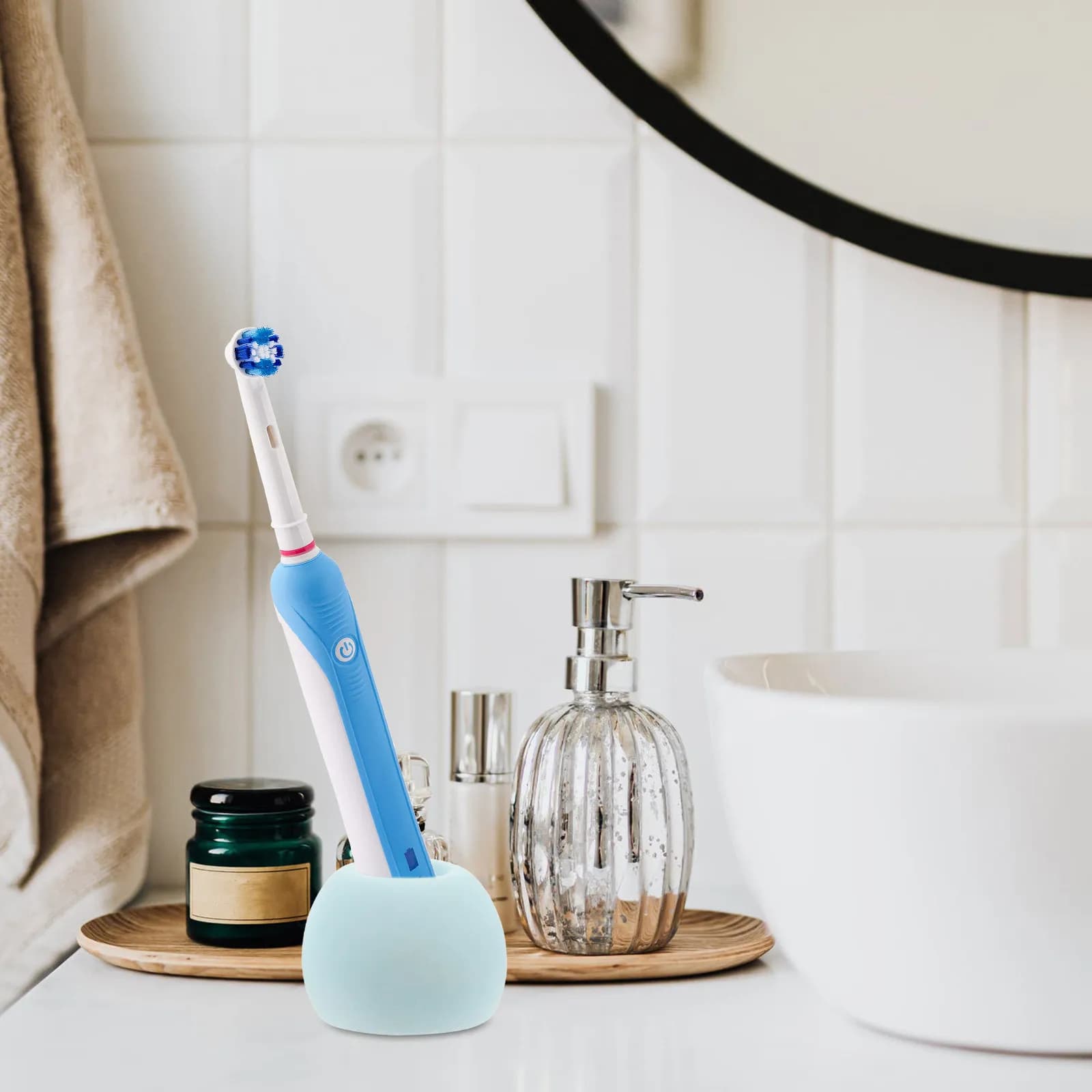 3Pcs Toothbrush Holder Diatomite Fast Drying Water Absorption Stand Bathroom Supplies Electric Toothbrush Rack Organizer