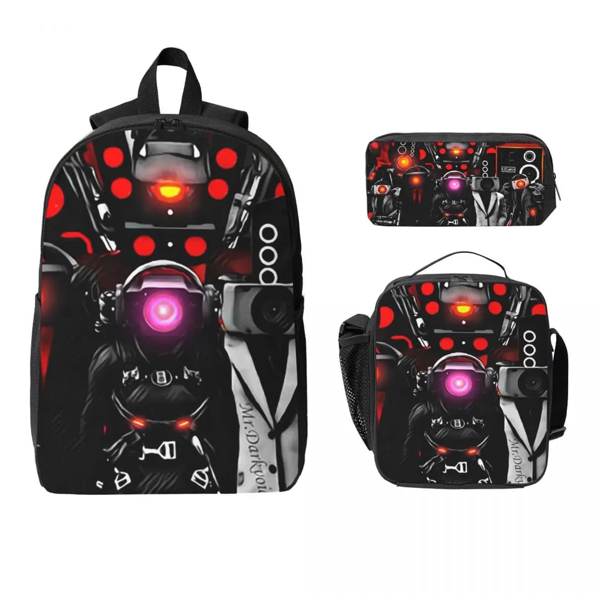 Set di 3 Borse: Zaino Game Titan Speakerman Skibidi Toilet, Borsa per Computer e Astuccio Termico per il Pranzo