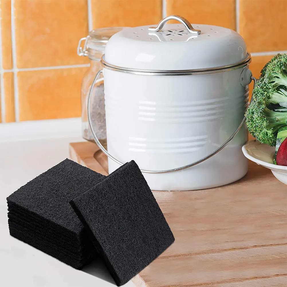 6 Pezzi Spugne Filtranti Premium per Pattumiera, Filtro a Carbone Attivo Anti-Odore, Ricambi per Contenitore Rifiuti e Compostiera