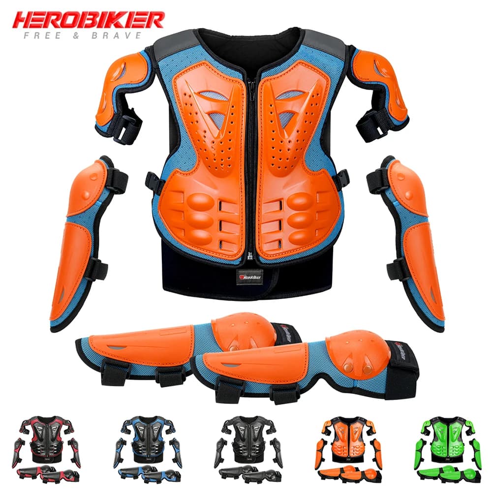 Armatura per moto per bambini Protezione per gilet Giacca per armatura da motocross Armature protettive Ginocchiere per equitazione Armatura completa per moto per bambini