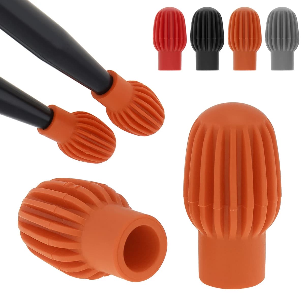 2 pezzi in silicone per bacchetta per batteria, tappi per manicotti in gomma, bacchetta per bacchetta, smorzatore muto, consigli per esercitazioni silenziose, accessori per giochi per principianti