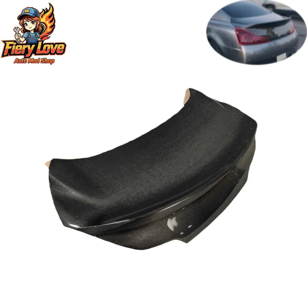 New Design‌ Carbon Apex For Infiniti G37 2 Door Coupe 2008-2013 HT Carbon Replacement Rear Trunk (With Camera Hole)