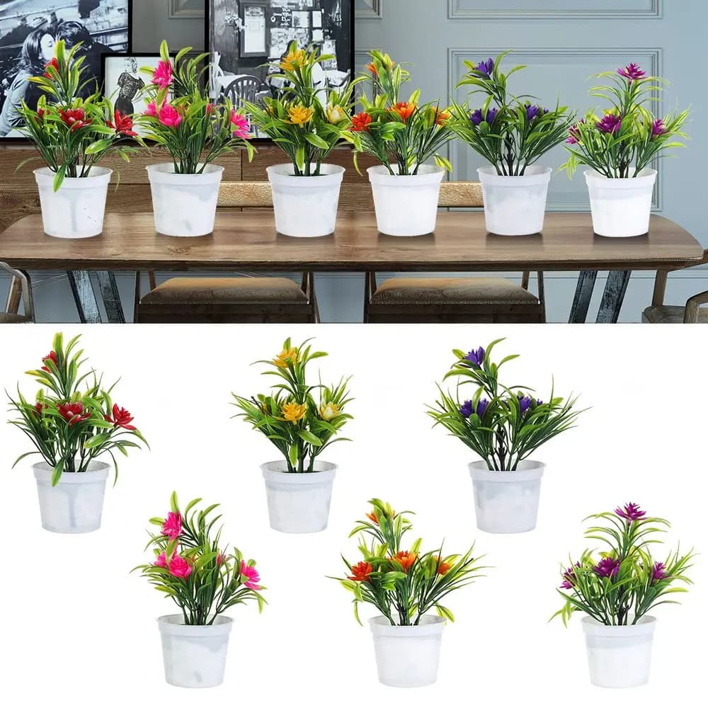Mini Landscape for Dining Room and Office with Vases, Exterior Decoration, Artificial Flowers, Fin Plants