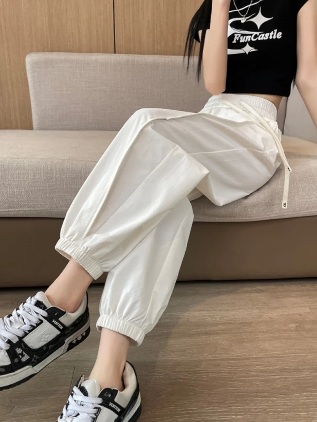 American Sle Qui Dry Harem Pants Women Summer Thin Leggings Climbing Pants Small Size Ice Silk Wide Leg Sports Casual Pants