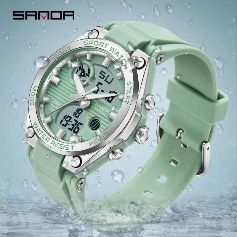 SANDA Brand G Style LED Digital Watch Women's Watch Chronograph Sports Quartz Wrist Watch 50m Women's Electronic Wrist Watch Waterproof