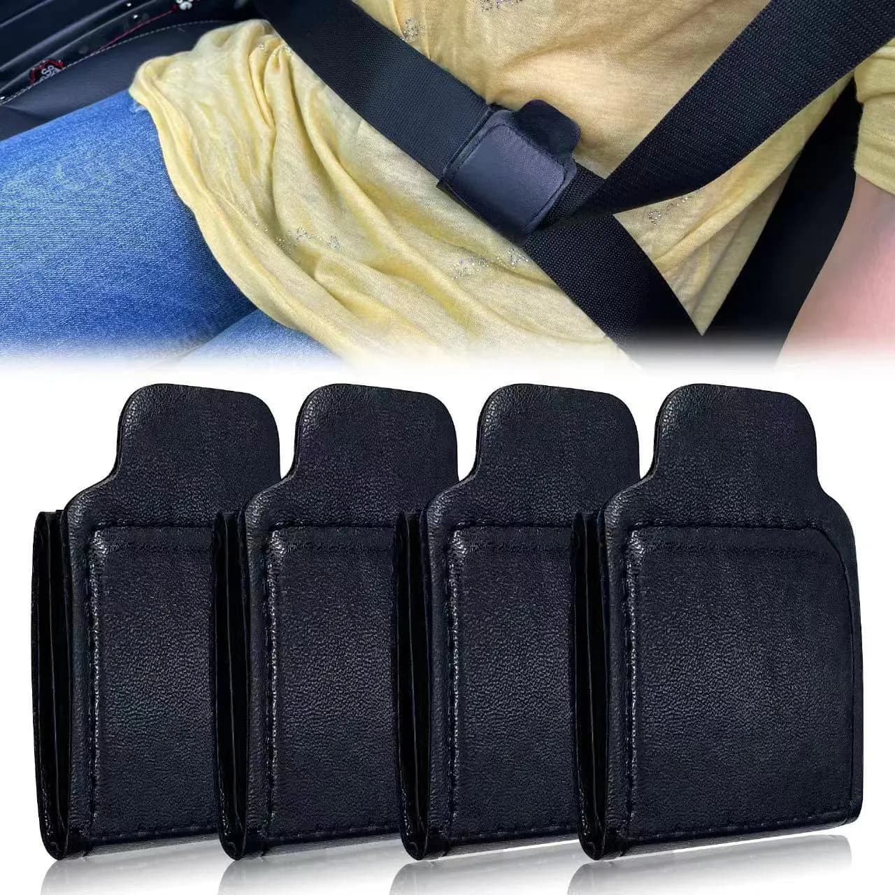 Regolatore della cintura di sicurezza per auto Limitatore della cintura di sicurezza in pelle PU Clip fissa Anti-allungamento Collo Pancia Protezione per bambini Car-Styling