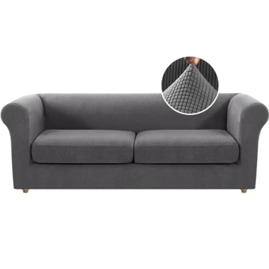 Set di 3 Copridivani Elasticizzati Chesterfield per Divani a 2 Cuscini, Stile Mid-Century, per Sedute Profonde