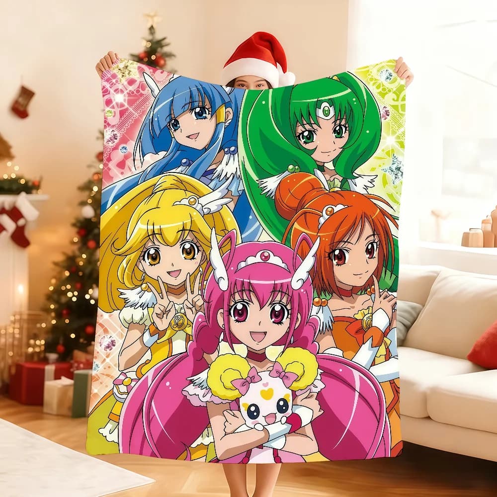 S-Smile-E P-PrecureS Cute Anime Blanket Soft Throw Blanket for Home Bedroom Bed Sofa Picnic Travel Office RestCover Blanket Gift