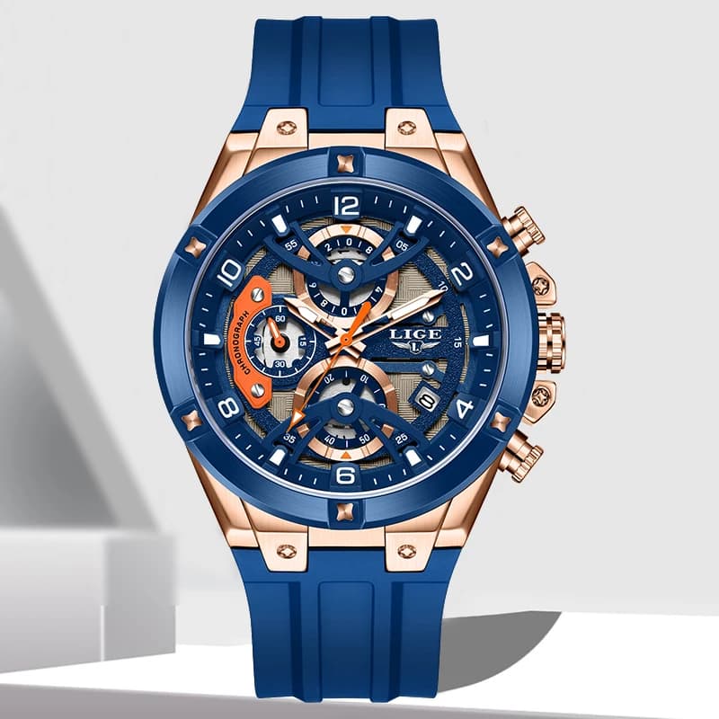 New LIGE quartz watches for men silicone strap cable casual outdoor sports watches with waterproof light date Reloj Hombre