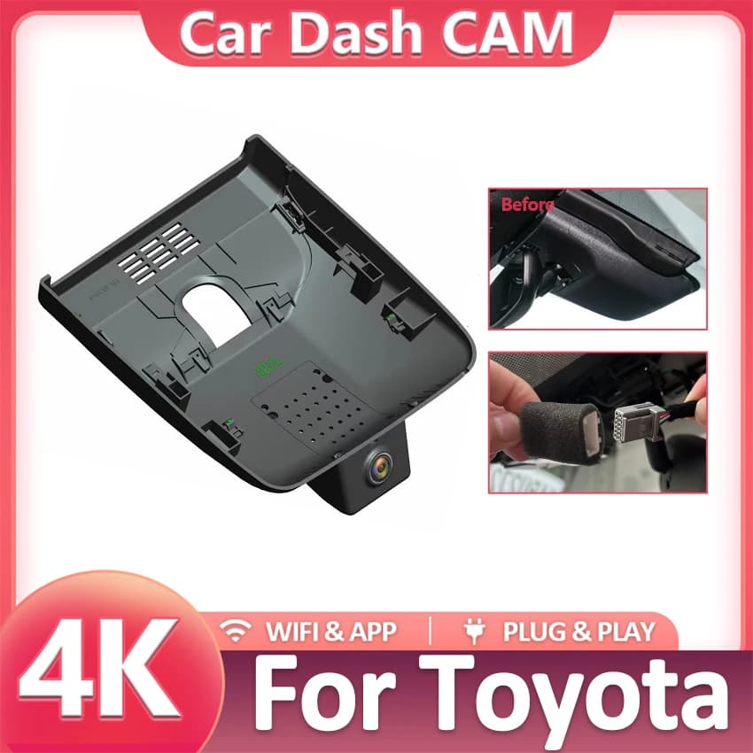 New! Plug and play Car DVR Wifi Camera UHD 2160P 4K Dash Cam Video Recorder Original For Toyota BZ4X 2022-2025 Control Phone APP