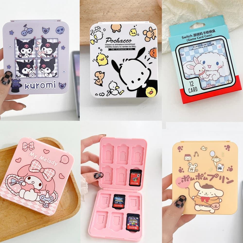 Scatola di immagazzinaggio magnetica per carte da gioco Cartoon KT Kuromi per Nintendo Switch Scatola protettiva per scheda di memoria SD Oled TF
