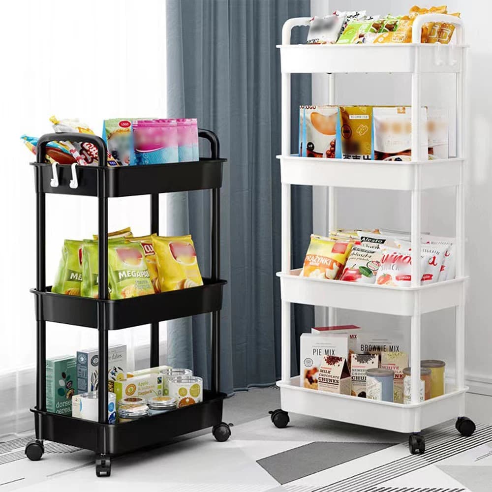 Multi-functional kitchen cart, mobile container with wheels, multi-scene application