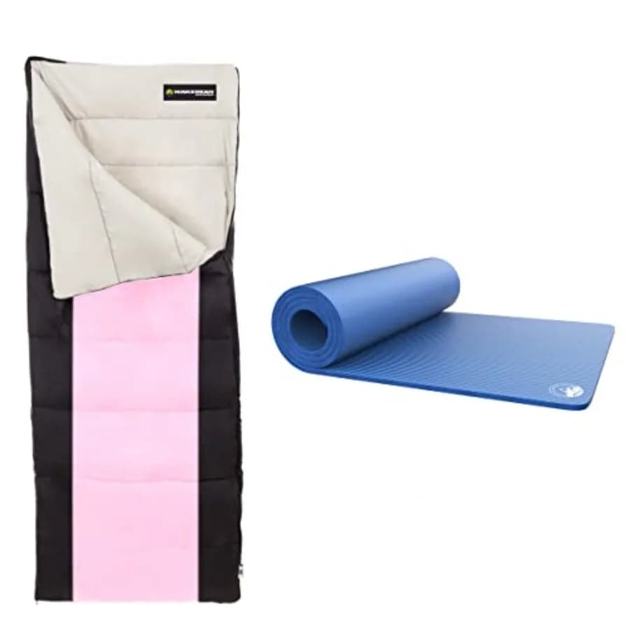 Set Sacco a Pelo e Materassino Leggero, Spessore 0,5 Pollici, Impermeabile, per Campeggio, con Sacco a Pelo Otter Tail per 2 Stagioni di Outdoors
