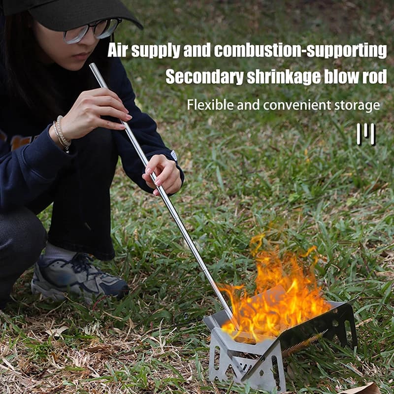 Outdoor Cooking Blow Fire Tube, Portable Camping Fire Pipe, Survival Tools, Retractable Blowpipe,
