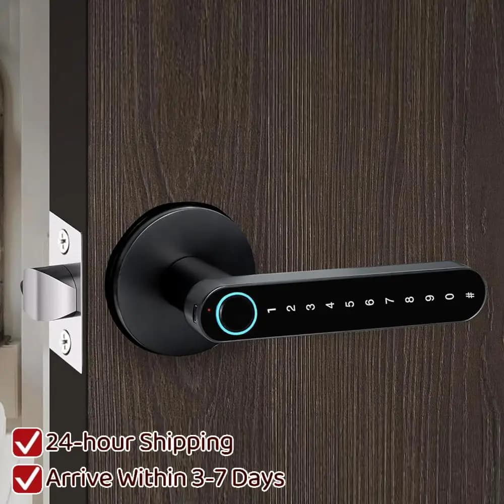 Serratura per Porta con Impronta Digitale e Maniglia, Pomello con Controllo App/Chiave/Scheda IC per Camera da Letto, Casa, Hotel, Ufficio, Appartamento
