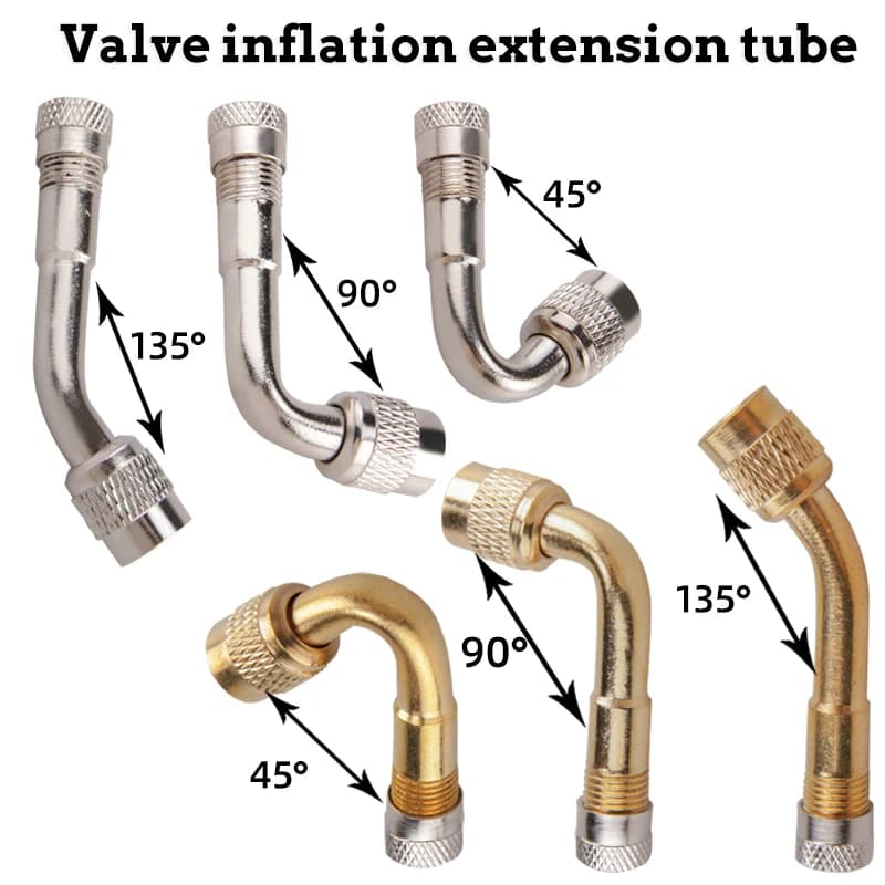 Estensore per valvola pneumatico per bici in ottone con angolo di 45/90/135 gradi Adattatore per valvola per moto per bici Adattatore per estensione tubo gonfiabile per pneumatici